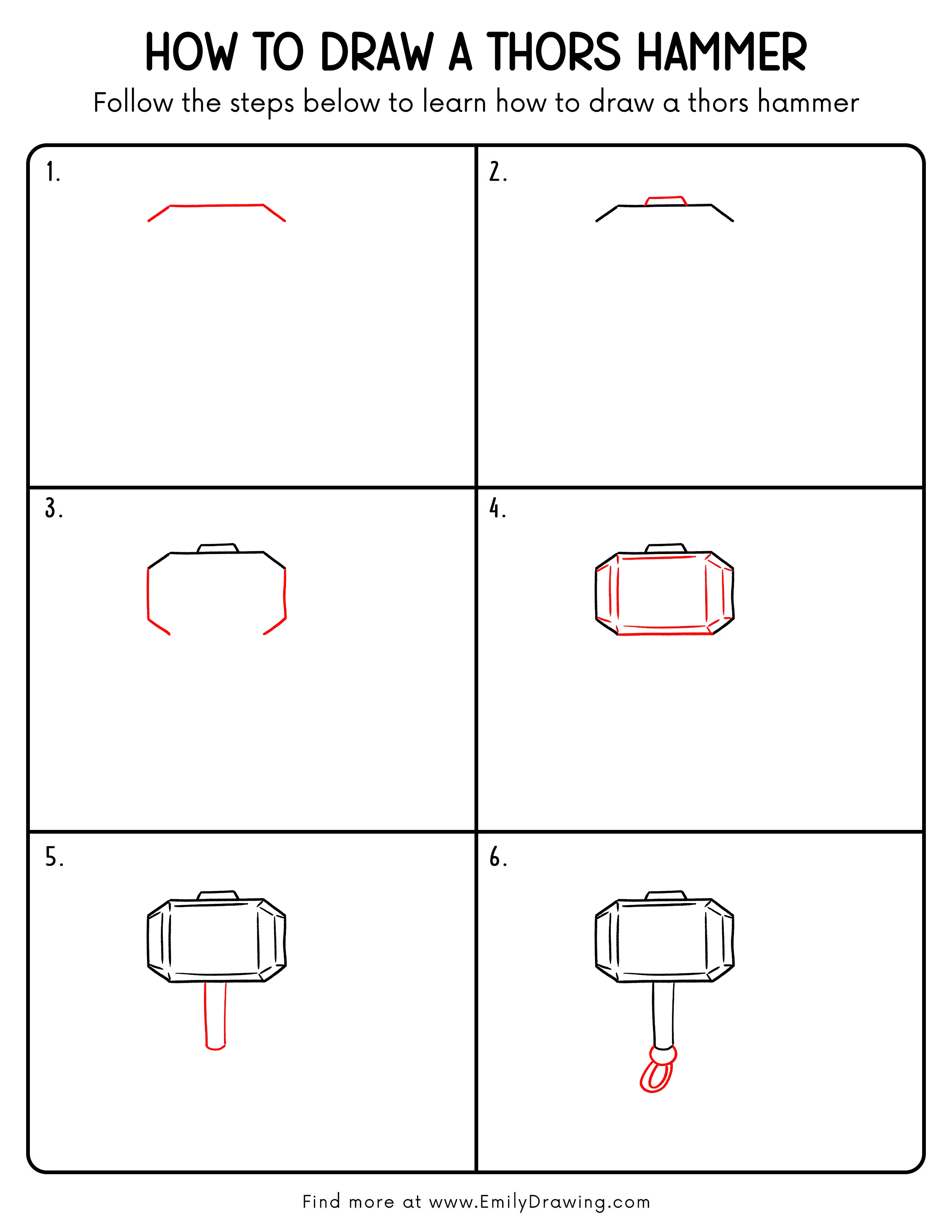Printable Thors Hammer Drawing Guide